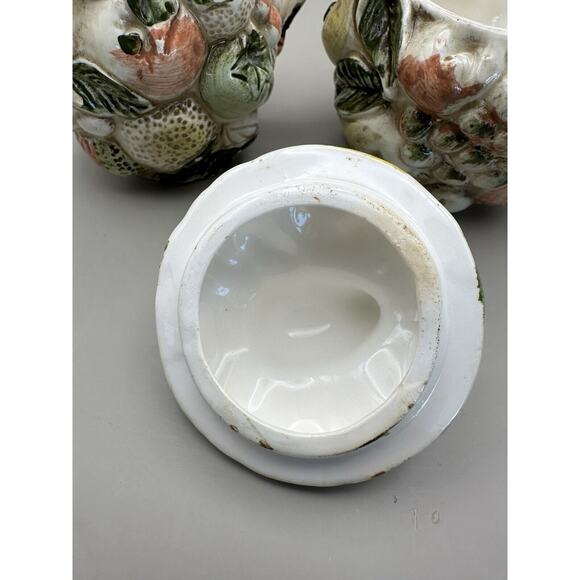 Rare Lefton "Fruits of Italy" Majolica Style Cream and Sugar 1950s Japan - Picture 3 of 7